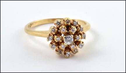 Multi Diamond Cluster Ring in 14K Yellow Gold LARGE