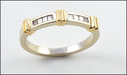 Multi Diamond Band in 14K White and Yellow Gold LARGE