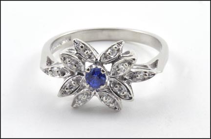 Sapphire and Multi Diamond Ring in 14K White Gold MAIN