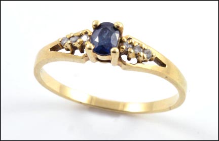 Blue Sapphire and Multi Clear Stone Ring in 14K Yellow Gold MAIN