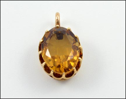 Citrine Pendant in Yellow Gold LARGE