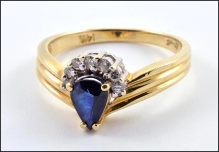Sapphire and Multi Diamond Ring in 14K Yellow Gold MAIN