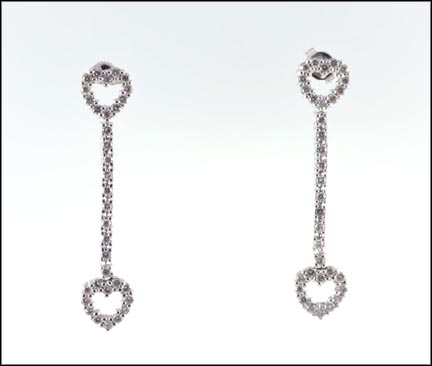 Multi Diamond Post Dangle Earrings in 14K White Gold MAIN