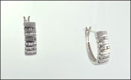 Multi Diamond Hoop Earrings in 10K White Gold MAIN