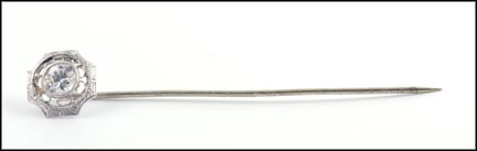 Clear Stone Stick Pin in White Gold and Platinum MAIN