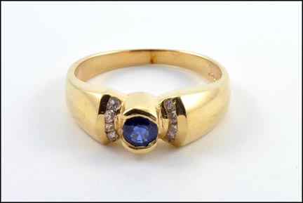Sapphire and Multi Diamond Ring in 14K Yellow Gold MAIN