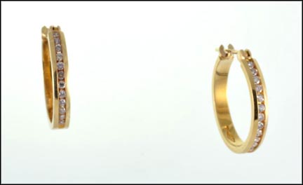 Multi Diamond Hoop Earrings in 14K Yellow Gold MAIN