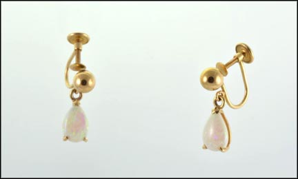 Opal Screwback Earrings in 14K Yellow Gold MAIN
