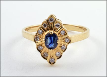 Sapphire and Multi Diamond Ring in 14K Yellow Gold MAIN
