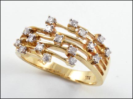 Multi Diamond Ring in 10K Yellow Gold LARGE