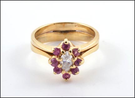 Pink Sapphire and Diamond Ring in 14K Yellow Gold MAIN