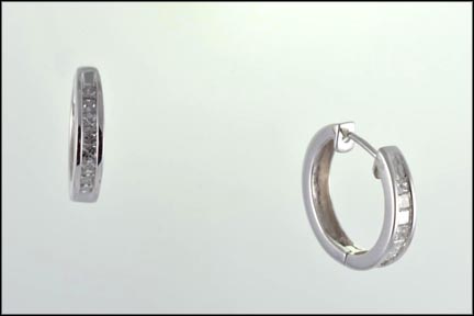 Multi Diamond Hoop Earrings in 14K White Gold MAIN