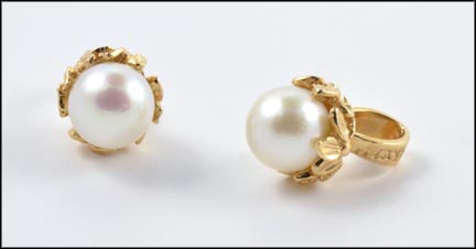 Pearl Hoop Earring Charms in 14K Yellow Gold LARGE
