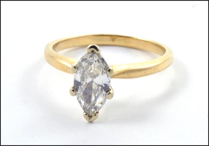 Marquise Cut Diamond Solitaire Ring in 14K Yellow Gold LARGE