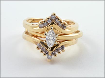Marquise Cut Ring with Multi Diamond Jacket in 14K Yellow Gold LARGE