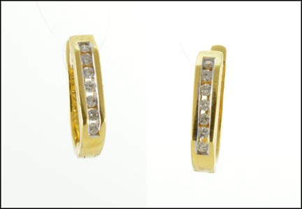 Multi Diamond C-Hoop Earrings in 18K Yellow Gold LARGE