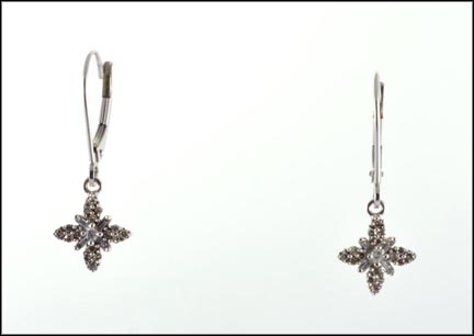 Multi Diamond Hinge Back Earrings in 14K White Gold LARGE
