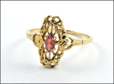 Garnet Filigree Ring in 10K Yellow Gold MAIN