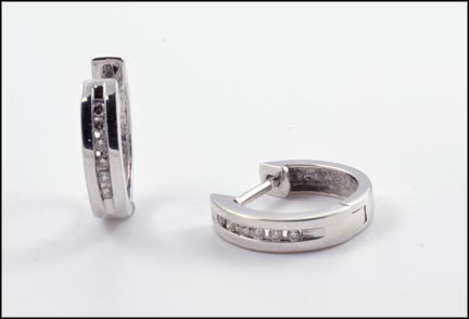 Multi Diamond Hoop Earrings in 10K White Gold LARGE