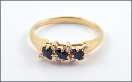 Multi Sapphire and Diamond Band in 14K Yellow Gold MAIN