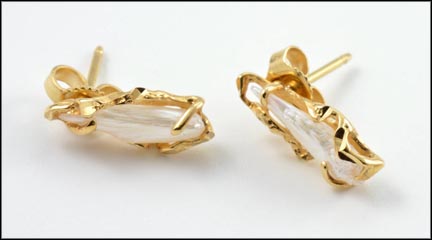 Baroque Pearl Post Earrings in 14K Yellow Gold MAIN