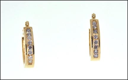 Multi Diamond Hoop Earrings in 14K Yellow Gold LARGE