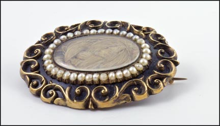 1870-80s Woven Hair Pin with Pearls in Yellow Gold MAIN