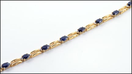 Sapphire and Diamond Bracelet in 14K Yellow Gold LARGE