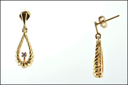 Diamond Drop Earrings in Yellow Gold LARGE