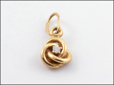 Diamond Love Knot Pendant in Yellow Gold LARGE