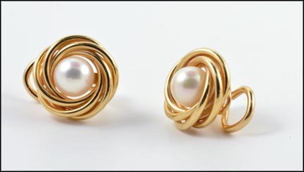 Pearl Hinged Back Clip Earrings in Yellow Gold MAIN