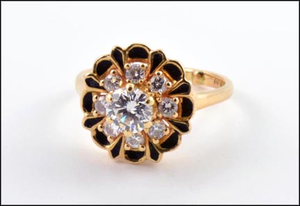 Center Diamond .75 ct. with Diamond Accents Ring in 14K Yellow Gold LARGE