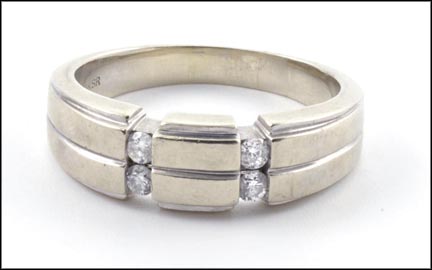 Men's Diamond Ring in 14K White Gold LARGE