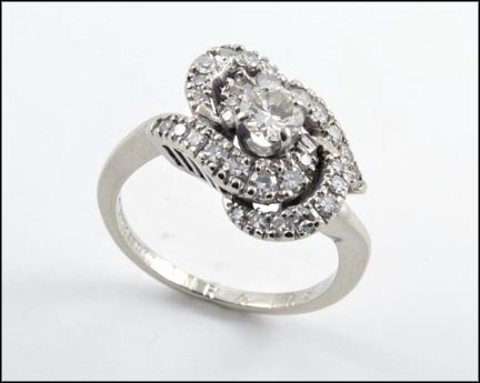 Diamond Cluster Ring in 14K White Gold LARGE