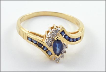 Multi Sapphire and Diamond Accents Ring in 14K Yellow Gold LARGE