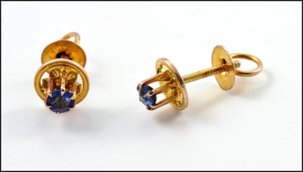 Blue Sapphire Stud Earrings in 10K Yellow Gold MAIN
