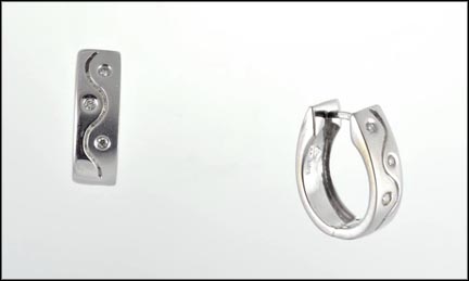 Gypsy Set Diamond Hoop Earrings in 14K White Gold MAIN