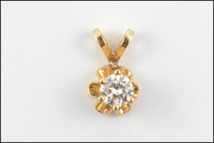 Claw Set Diamond Pendant in Yellow Gold LARGE