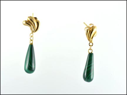 Malachite Drop Earrings in 14K Yellow Gold MAIN