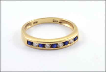 Channel Set Sapphire and Diamonds Ring in 14K Yellow Gold MAIN