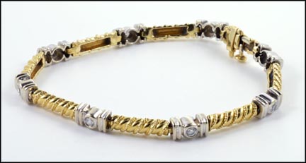 Diamonds In White Gold, Yellow Gold Links in 14K Yellow and White Gold LARGE