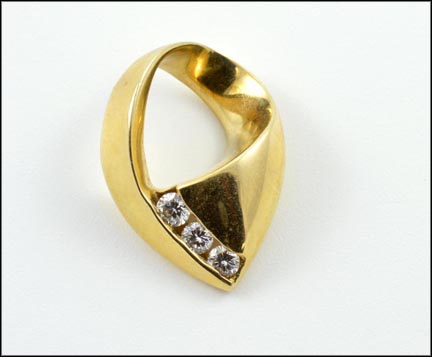 Three Diamond Slide in 14K Yellow Gold LARGE