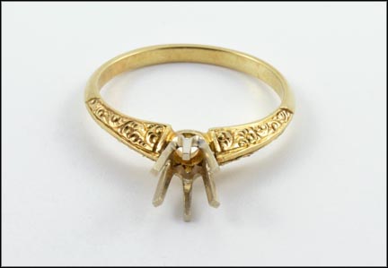 1935-45 Loose Setting Ring in 14K Yellow Gold LARGE
