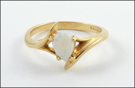 Pear Shaped Opal Ring in 10K Yellow Gold MAIN