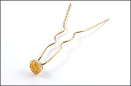 1880s Hair Pin with Rondele in Yellow Gold LARGE