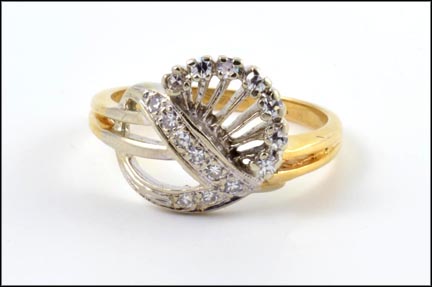 Multi Diamond Ring in 14K Yellow and White Gold LARGE