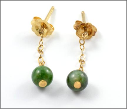 Jade Dangle Earrings in Yellow Gold MAIN