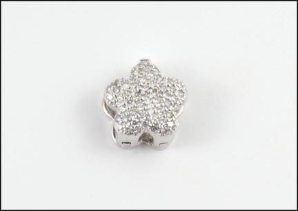 Pave' Diamond Star Pendant Slide in 14K White Gold LARGE