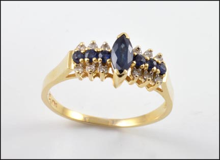 Sapphire Ring Sapphire and Diamond Accents in 14K Yellow Gold LARGE