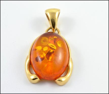 Amber Pendant in 14K Yellow Gold LARGE
